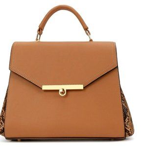 Handbag for Women Snake Print Trimmed Satchel Top Handle Satchel Shoulde…